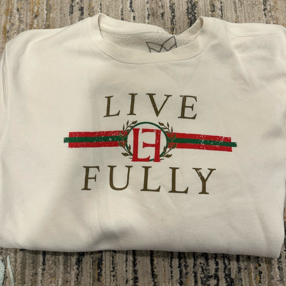 Mallory Erwin Living Fully White and Red Sweatshirt